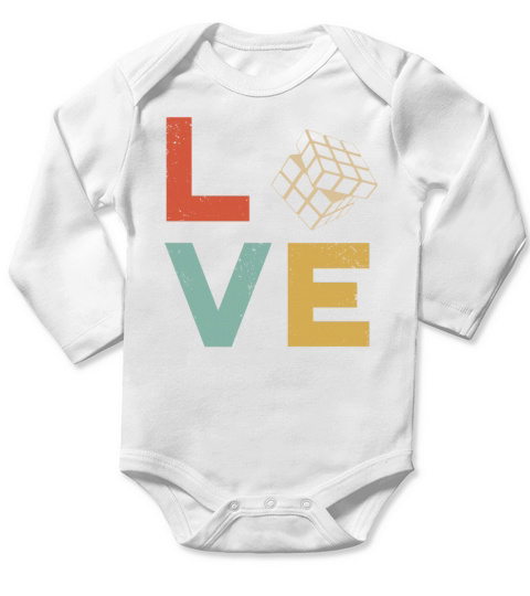 LOVE Speed Cubing Rubix Cube Vintage 80s youth Ma Long Sleeve Baby One-Piece