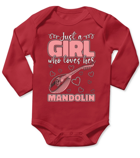 Mandolin Just Girl Who Loves Musical Instrument Long Sleeve Baby One-Piece