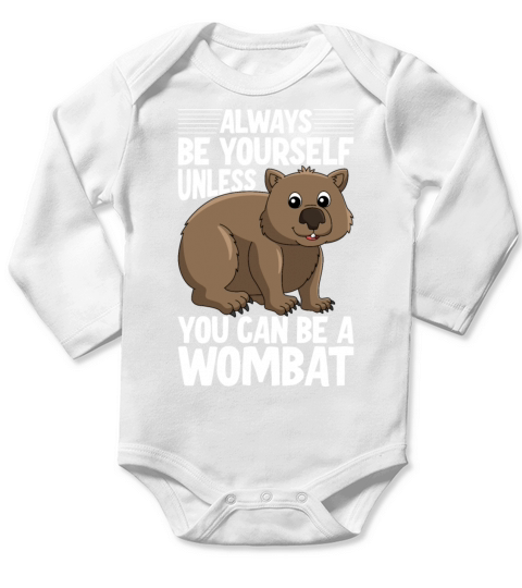 Native Australian Animal Lovers Cute Wombat Long Sleeve Baby One-Piece