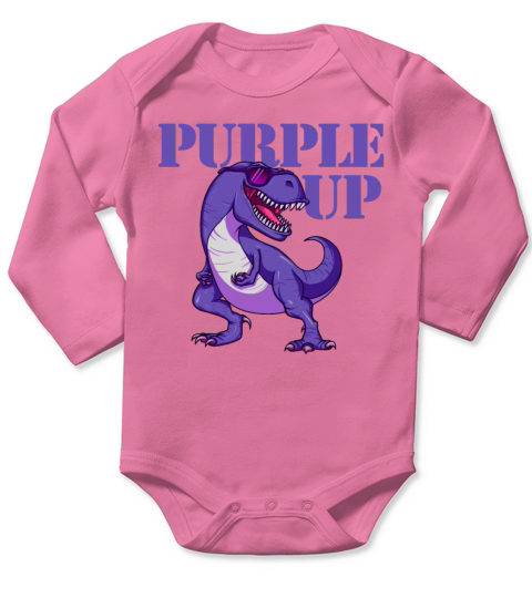 Purple Up T-Rex Dinosaur Military Kids Purple Upbo Long Sleeve Baby One-Piece