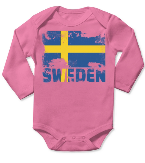 Sweden Flag Vintage Distressed Swedish Grunge Trav Long Sleeve Baby One-Piece