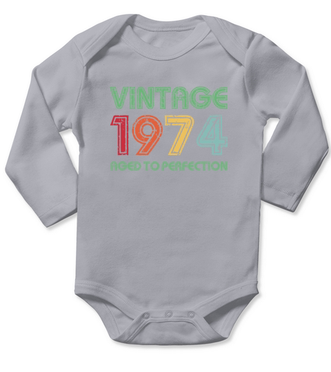 Vintage 1974 Aged To Perfection 47th Birthday Gift Long Sleeve Baby One-Piece