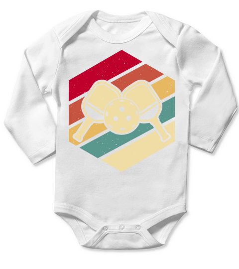 Vintage Pickleball Sports Paddle Lover Sunset Long Sleeve Baby One-Piece