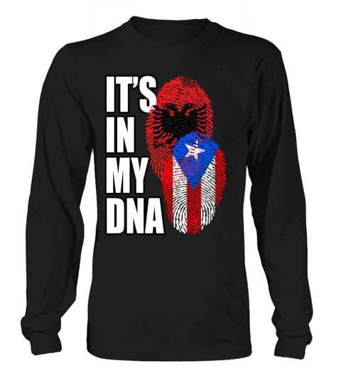 Albanian And Puerto Rican Mix Heritage DNA Flag Long sleeved Unisex