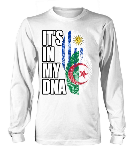 Algerian And Uruguayan Mix Heritage DNA Flag Long sleeved Unisex