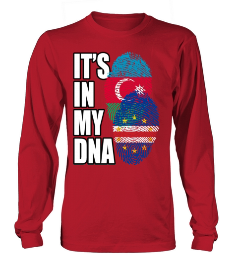 Azerbaijani And Cabo Verdean Mix Heritage DNA Flag Long sleeved Unisex
