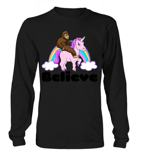 Bigfoot Riding A Unicorn Long sleeved Unisex