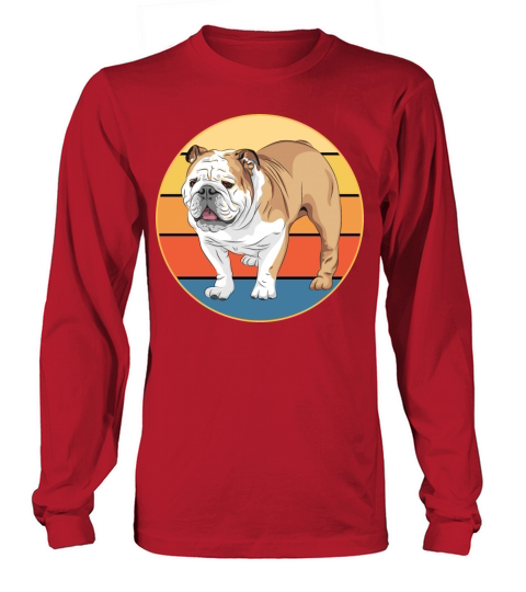 Bulldog Dog Breed Vintage Retro Sunset Long sleeved Unisex