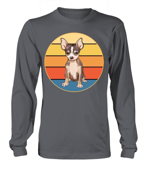 Cute Chihuahua Dog Breed Vintage Retro Sunset Long sleeved Unisex