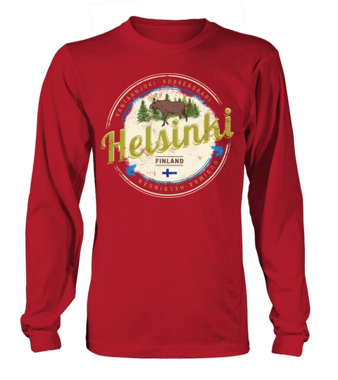 Helsinki moose capital of Finland vintage souvenir Long sleeved Unisex