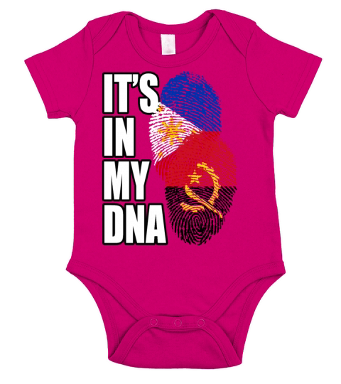 Angolan And Filipino Mix Heritage DNA Flag Short Sleeve Baby One-Piece