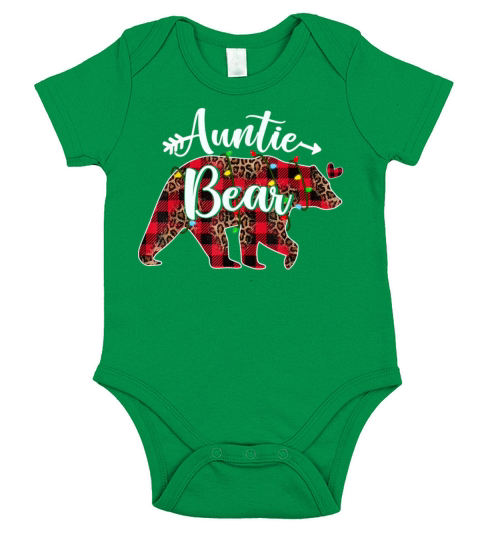 Auntie Bear Red Buffalo Plaid Christmas Pajama Xma Short Sleeve Baby One-Piece
