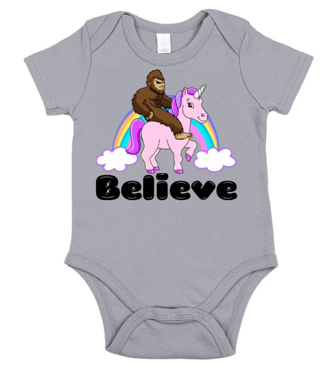 Bigfoot Riding A Unicorn Short Sleeve Baby One-Piece