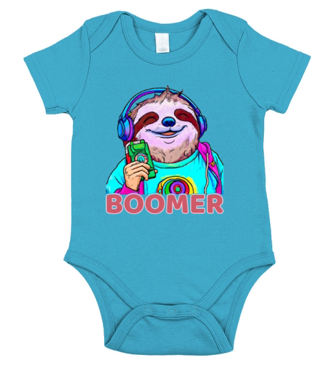 Boomer Happy Sloth Headphones Phone Musik Walkman Short Sleeve Baby One-Piece