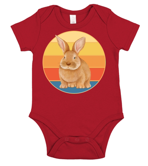 Cute Rabbit Bunny Retro Sunset Vintage Animal Pet Short Sleeve Baby One-Piece