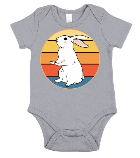 Cute Rabbit Bunny Retro Sunset Vintage Animal Pet Short Sleeve Baby One-Piece