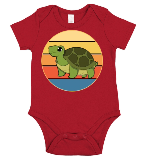 Cute Turtle Vintage Retro Sunset Marine Animal Short Sleeve Baby One-Piece