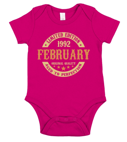 February 1992 Vintage Birthday Present Short Sleeve Baby One-Piece