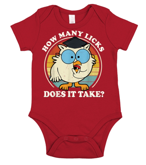 Funny Owl How Many Licks Does It Take Retro Vintag Short Sleeve Baby One-Piece