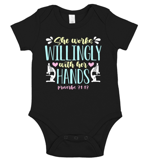 Lab Technician She Works Willingly Medical Science Short Sleeve Baby One-Piece