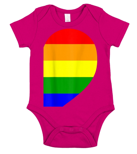 Rainbow Heart LGBT Matching Gay Couple Valentines Short Sleeve Baby One-Piece