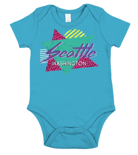 Seattle Washington Vintage Retro 80s Or 90s Short Sleeve Baby One-Piece