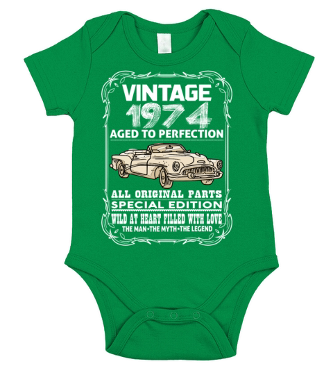 VINTAGE 1974-AGED TO PERFECTION Short Sleeve Baby One-Piece