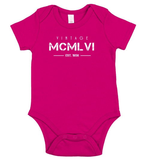Vintage Born In 1956 Roman Numerals 66th Short Sleeve Baby One-Piece