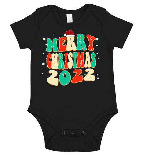 Vintage Color Classic Design Merry Christmas Short Sleeve Baby One-Piece