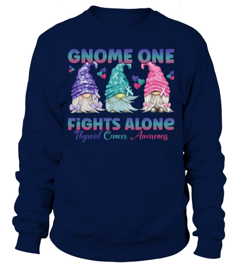 Thyroid Cancer Purple Teal Pink Gnome Sweatshirt Unisex