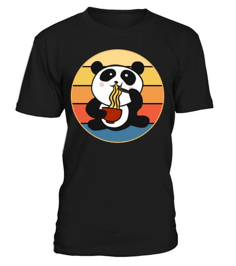Cute Panda Eating Ramen Vintage Retro Sunset T-Shirt Unisex