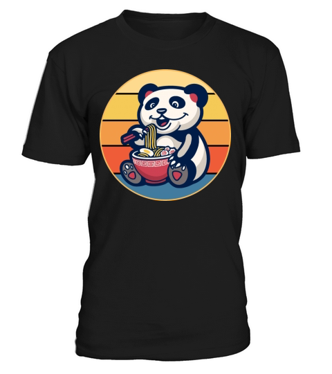 Cute Panda Eating Ramen Vintage Retro Sunset T-Shirt Unisex