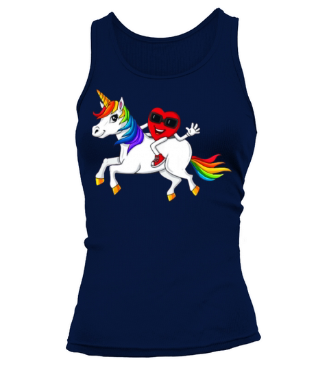 heart riding unicorn valentines day girls kids Tank top Woman