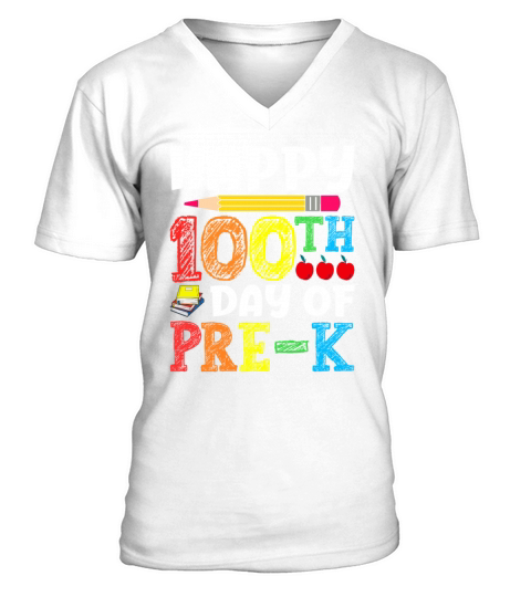 100 Days Of School Design for Kindergarten Teacher V-Neck T-shirt