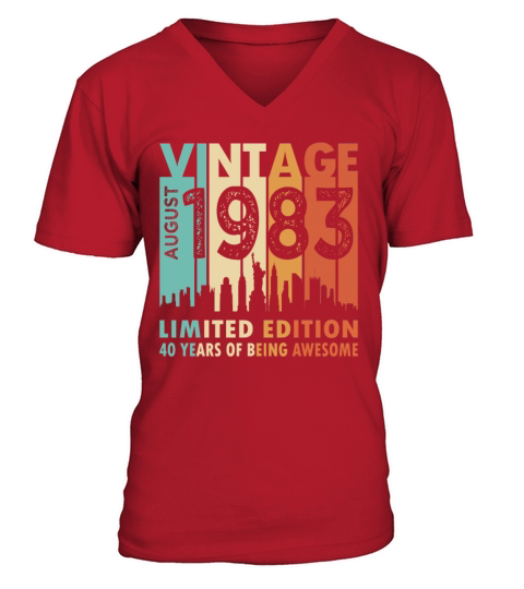 40th birthday vintage august 1983 limited edition V-Neck T-shirt