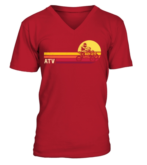 all terrain vehicles retro sunset artistic art wor V-Neck T-shirt