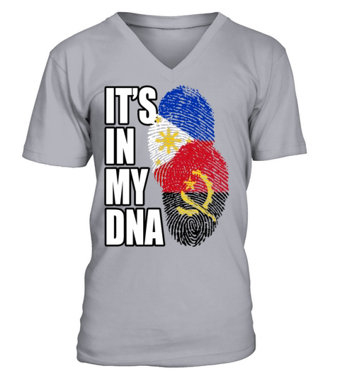 Angolan And Filipino Mix Heritage DNA Flag V-Neck T-shirt