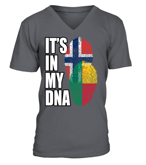 Beninese And Norwegian Mix Heritage DNA Flag V-Neck T-shirt