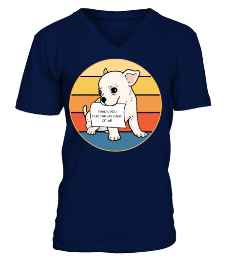 Cute Chihuahua Dog Breed Vintage Retro Sunset V-Neck T-shirt