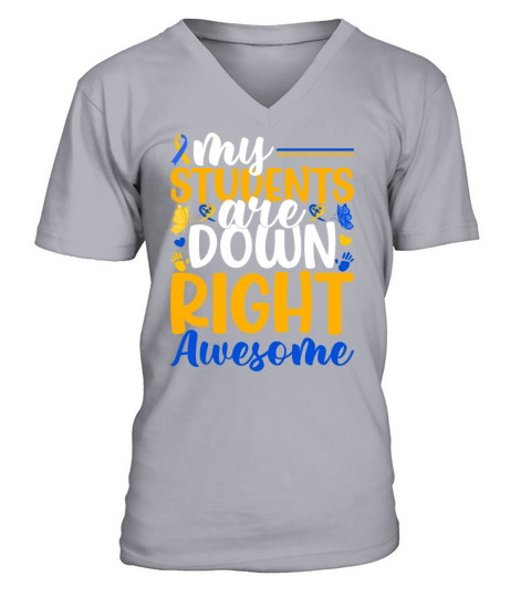 Down Syndrome Awareness T21 Day Men Women Teacher V-Neck T-shirt