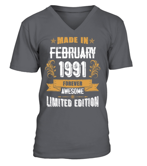 February 1991 Vintage Birthday Present V-Neck T-shirt