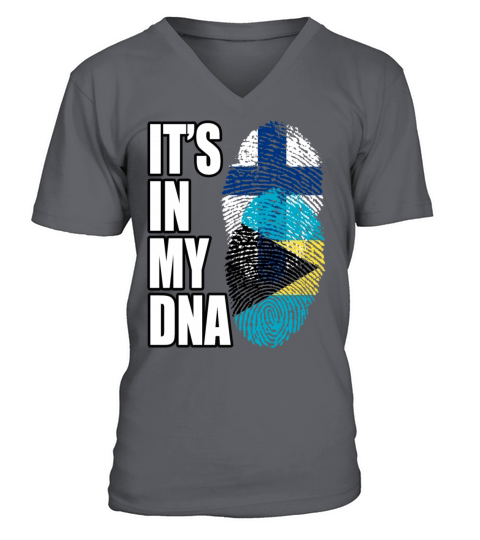 Finland And Bahamian Mix Heritage DNA Flag V-Neck T-shirt