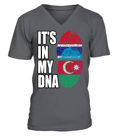 Gambian And Azerbaijani Mix Heritage DNA Flag V-Neck T-shirt