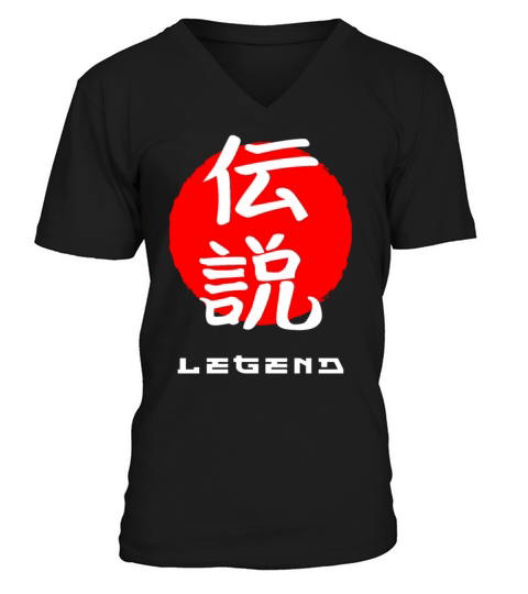 Legend Japan quote Japanese kanji words character V-Neck T-shirt