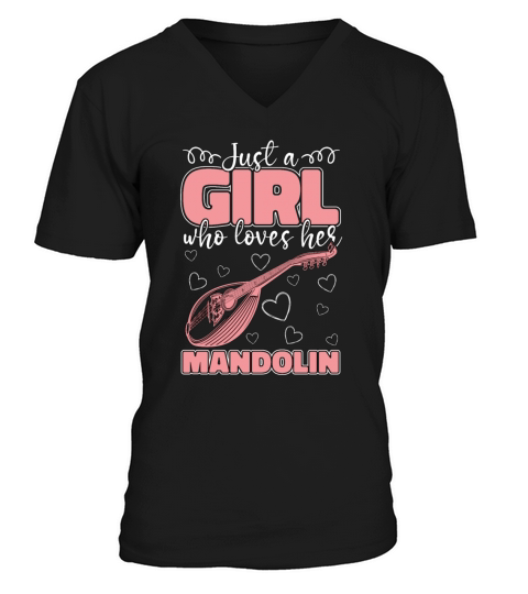 Mandolin Just Girl Who Loves Musical Instrument V-Neck T-shirt