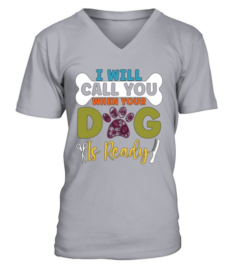 Pet Groomer I Will Call You Retro Pet Care Groomer V-Neck T-shirt