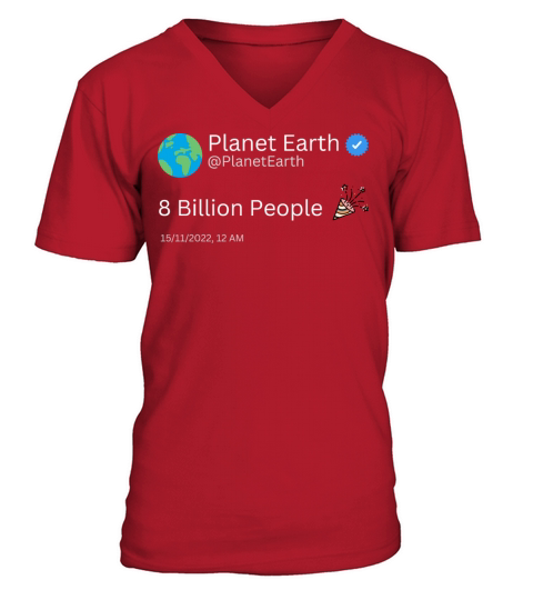 Planet earth 8 Billion People Overgrowth V-Neck T-shirt