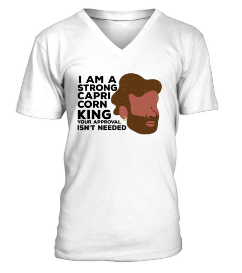 Strong Black Capricorn King Zodiac Star Sign Astro V-Neck T-shirt