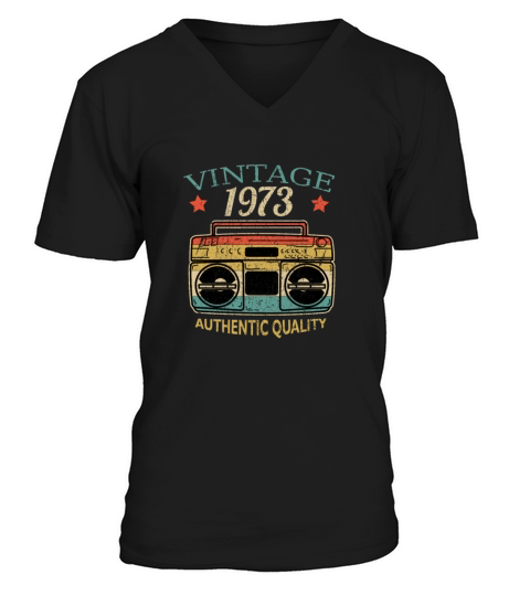 Vintage 1973 Radio Authentic Quality B-Day Gift V-Neck T-shirt