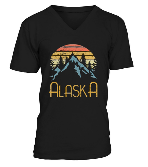 Vintage Ak Alaska Mountains Outdoor Adventure V-Neck T-shirt